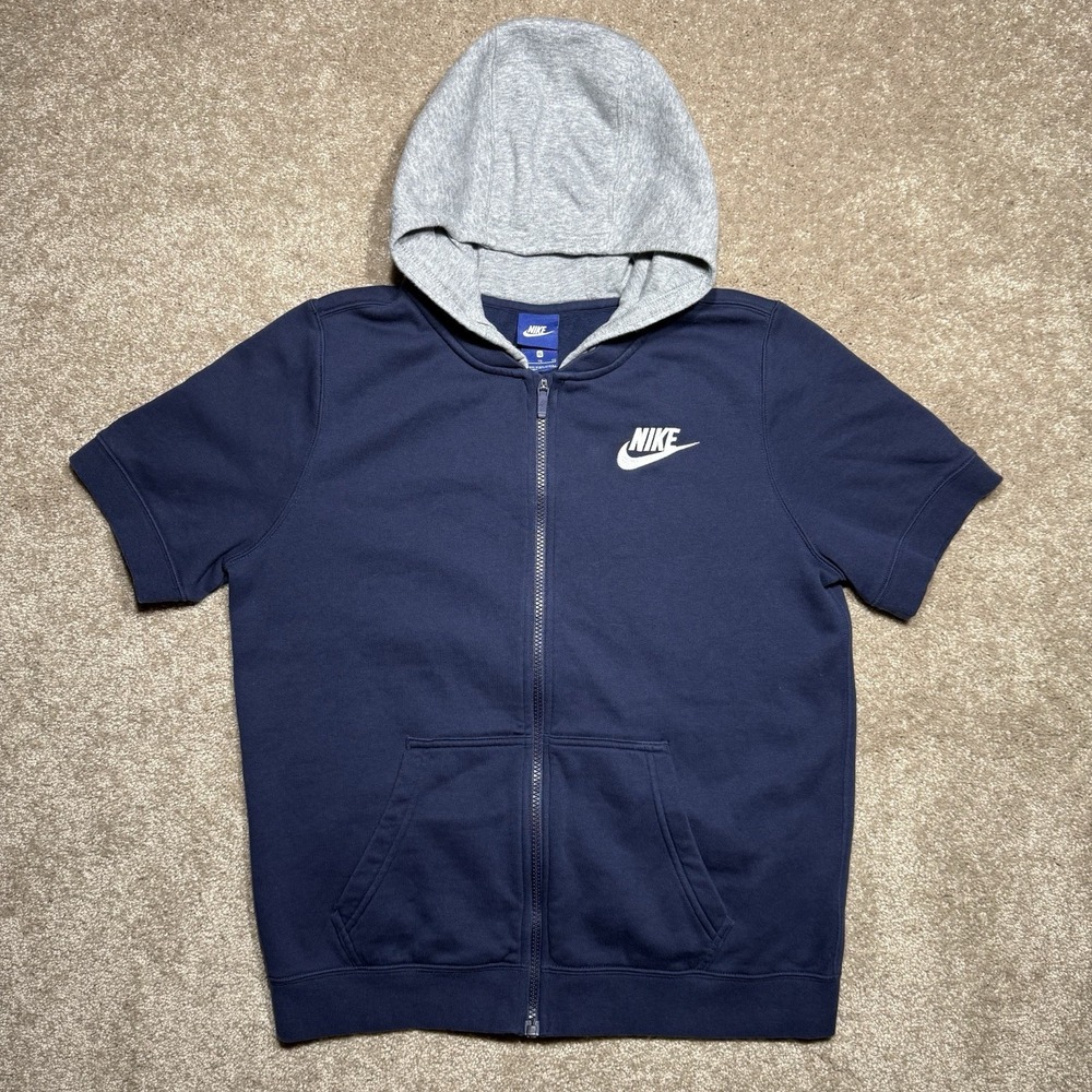 Vintage Y2K NIKE SHORT SLEEVE ZIP UP HOODIE YOUTH SIZE XL.